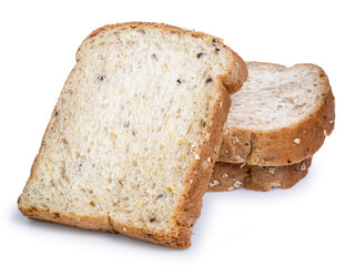wholegrain bread isolated on white background