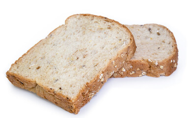 wholegrain bread isolated on white background