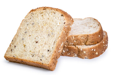 wholegrain bread isolated on white background