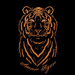 Tiger art portrait for your design. Stylish poster.