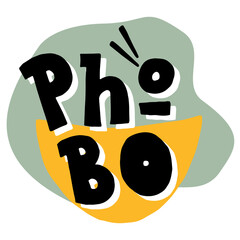 Pho bo typography poster for fast food restaurant. Lettering menu logo. Soup illustration text. Handwritten phrase design. Vector eps 10.