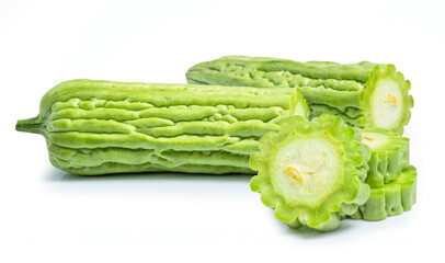 Bitter melon gourd vegetable isolated on white background
