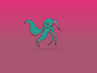 octopus cartoon vector illustration
