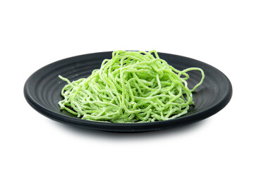 clipping path green noodle isolated on white background