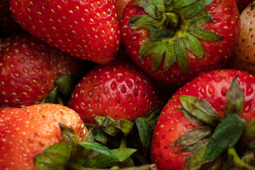 fresh strawberry in farm market, shallow focus.
