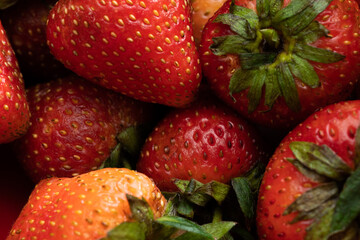 fresh strawberry in farm market, shallow focus.