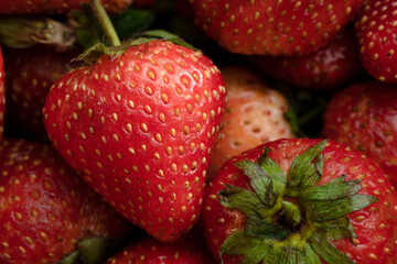 fresh strawberry in farm market, shallow focus.