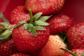 fresh strawberry in farm market, shallow focus.