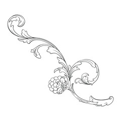 Vintage Ornament Element in baroque style with filigree and floral engrave the best situated for create frame, border, banner. It's hand drawn foliage swirl like victorian or damask design arabesque.