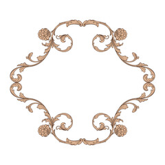 Obraz na płótnie Canvas Vintage Ornament Element in baroque style with filigree and floral engrave the best situated for create frame, border, banner. It's hand drawn foliage swirl like victorian or damask design arabesque.