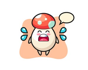 mushroom cartoon illustration with crying gesture