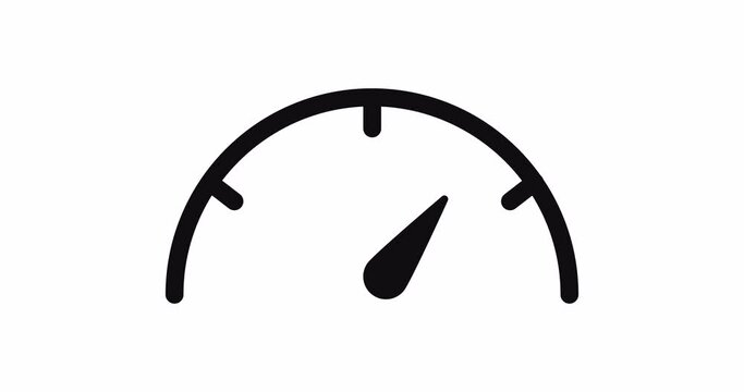 Animation of speedometer icon isolated on white background. Movement speed concept. 4K animation with alpha channel
