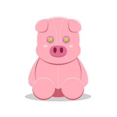 Cute pig doll cartoon vector illustration isolated on a white background