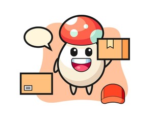 Mascot Illustration of mushroom as a courier