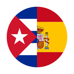 round icon with cuba and spain flags isolated on white background
