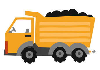 Cute blue and yellow truck for prints, posters, cardsand other designs. Colorful vector illustration