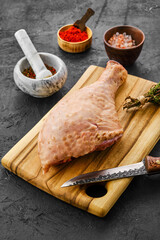 Raw fresh turkey drumstick