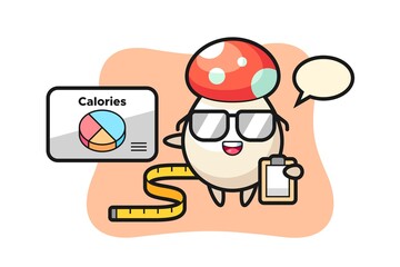 Illustration of mushroom mascot as a dietitian