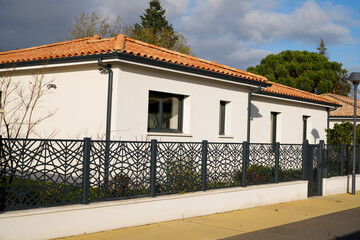 design aluminium modern barrier around the house with grey door access home garden