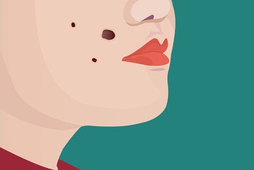 Woman face with moles illustration close up