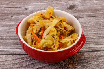 Spicy pickled cabbage with carrot