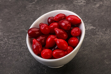 Sweet and ripe cornel berries
