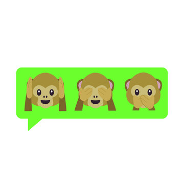 Green speech bubble with monkey emojis vector