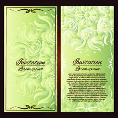 Vector Invitation cards. Vintage decorative elements. Hand drawn background.