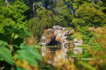 Beautiful grotto in Bagatelle park in Paris, France