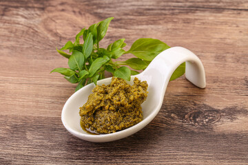 Green sauce pesto with basil