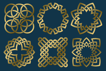 Fototapeta premium Set of abstract sacred symbols. Vector ancient mystic signs collection. Isolated logo templates.