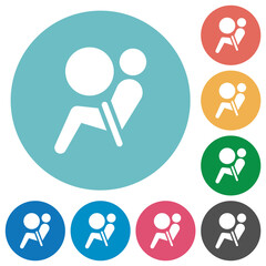 Air bag dashboard indicator flat round icons