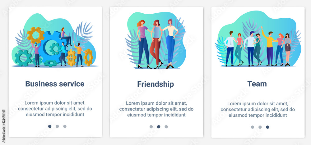 Wall mural modern flat illustrations in the form of a slider for web design. a set of ui and ux interfaces for 