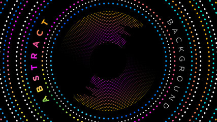 Dotted frame of multi-colored circles on a black background vector illustration.