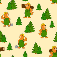 pattern gopher woodchuck lumberjack builder character scartoon
