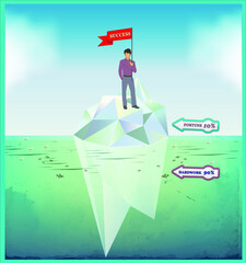 The manager has reached the pinnacle of his career. The iceberg that the businessman reached. The startup is profitable.