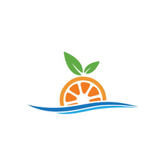 Illustration orange fruit juice sign logo design template
