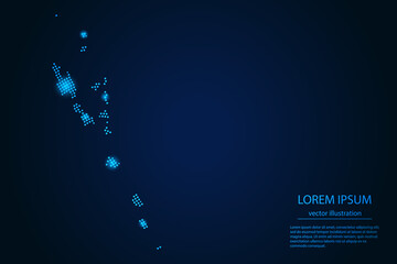 Obraz na płótnie Canvas Abstract image Vanuatu map from point blue and glowing stars on a dark background. vector illustration. 