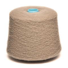 Colored yarn threads brown isolated