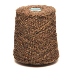 Colored yarn threads brown isolated