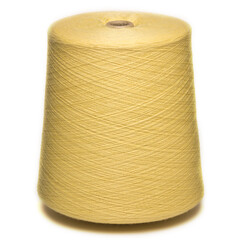Colored yarn threads yellow isolated
