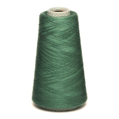 Colored yarn threads green isolated
