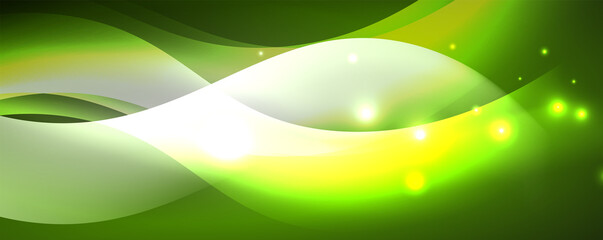 Shiny glowing neon wave, light lines abstract background. Magic energy and motion concept. Vector wallpaper template