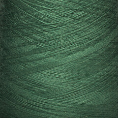 Colored yarn threads green macro