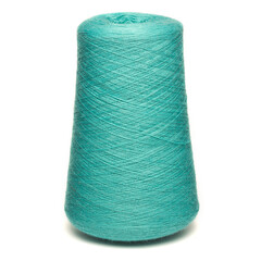 Colored yarn threads green isolated