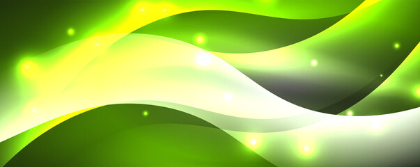 Shiny glowing neon wave, light lines abstract background. Magic energy and motion concept. Vector wallpaper template