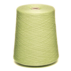 Colored yarn threads green isolated
