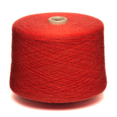 Colored yarn threads red isolated
