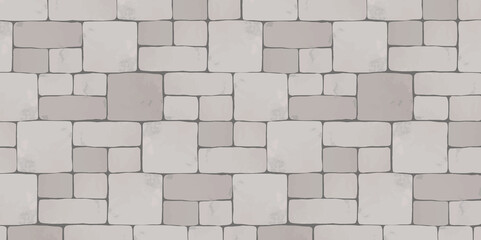 タイル　お洒落な石畳のパターン背景イラスト　シームレス　歩道