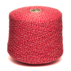Colored yarn threads red isolated